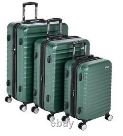 AmazonBasics Premium Hardside 3- Piece Spinner Luggage Set with TSA Lock, Green