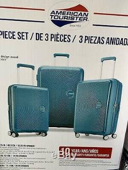 American Tourister Curio 3-piece Hardside Spinner Luggage Set Blue MSRP $249
