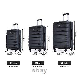 Anti-scratch luggage set 3 piece ABS Lightweight Spinner Expandable Suitcase TSA