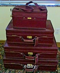 Antique Four Piece Set Hartmann Belting Woodbox Pullman Leather Luggage