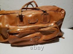 Antique Hand Tooled hancrafted Leather Duffle Bag Luggage travel set