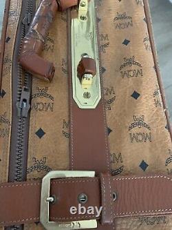 Authentic MCM Cognac Visetos Leather Vintage Suitcase Luggage Set See Desc