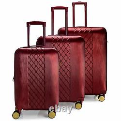 BADGLEY MISCHKA Diamond 3 Piece Expandable Luggage Set (Burgundy)