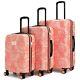 Badgley Mischka Essence 3 Piece Hard Spinner Luggage Set (pink Lace)