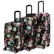 Badgley Mischka Essence 3 Piece Hard Spinner Luggage Set (winter Flowers)