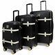 Badgley Mischka Grace 3 Piece Expandable Retro Luggage Set (black)