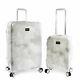 Bebe Women's Lilah 2 Piece Set Suitcase With Spinner Wheels Silver Marble