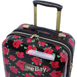 BETSEY JOHNSON Covered Roses 3 Piece Hardside Spinner Luggage Set NEW