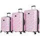 Betsey Johnson Flamingo Strut 3 Piece Hardside Spinner Luggage Set New
