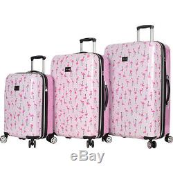 BETSEY JOHNSON Flamingo Strut 3 Piece Hardside Spinner Luggage Set NEW