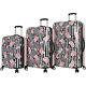 Betsey Johnson Stripe Roses 3 Piece Expandable Hardside Luggage Set New