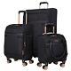 Black 3pc Exp Soft Spinner Luggage Set With 28, 20 & 16 Under Seater