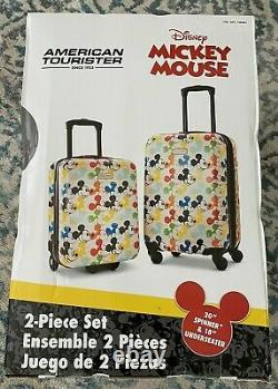 BRAND NEW American Tourister 2 Piece Set Disney Mickey Mouse Colorful Luggage