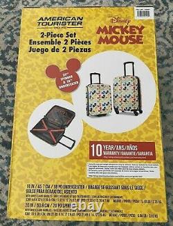BRAND NEW American Tourister 2 Piece Set Disney Mickey Mouse Colorful Luggage