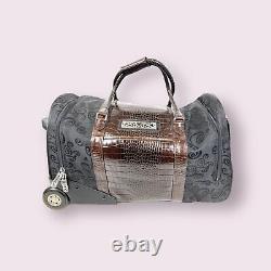 BRIGHTON Rolling Carry On ONLY Black Canvas withBrown Croc Leather