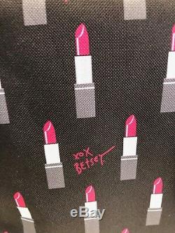 Betsey Johnson Black Lipstick Weekender Travel Duffle Bag Wristlet Luggage SET