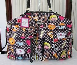 Betsey Johnson Emoji Weekender Duffle Bag, Wristlet Backpack Set Luggage NWT