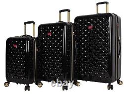 Betsey Johnson Expandable 3 pc Hardside Spinner Luggage Set Heart to Heart