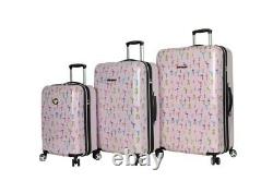 Betsey Johnson Expandible 3 piece Hardside Spinner Luggage Set Flamingo Strut