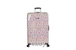 Betsey Johnson Expandible 3 piece Hardside Spinner Luggage Set Flamingo Strut