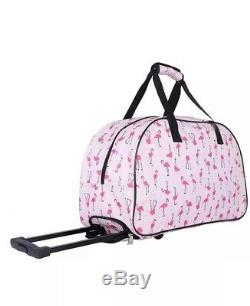 Betsey Johnson Flamingo 20 Hardside Carryon Spinner Suitcase & 22 Duffle Set