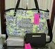 Betsey Johnson Floral Tote Weekender Set Travel Bag 3 Pc Cosmetic & Wallet Nwt