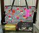 Betsey Johnson Floral Tote Weekender Set Travel Bag 3 Pc Cosmetic & Wallet Nwt