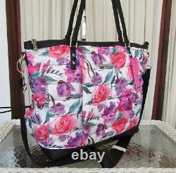 Betsey Johnson Floral Tote Weekender Set Travel Bag 3 pc Cosmetic & Wallet NWT