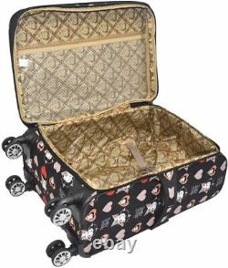 Betty Boop 3pcs Set canvas Luggage 4 pairs rolling Spinning Wheels black multi