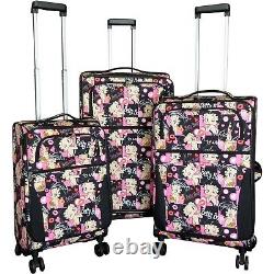 Betty Boop Three (3) Pc Expandable Rolling Travel Luggage Set Multi Faces