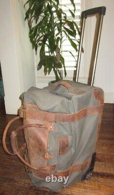 Bob Timberlake Wheeled Trunk Luggage, Duffle Bag Combo Tan Brown Leather Suit