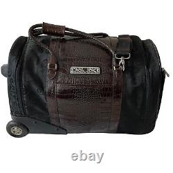 Brighton Black and Brown Leather Rolling 18 Duffle Luggage with Toiletry Bag Set