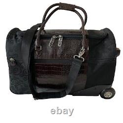 Brighton Black and Brown Leather Rolling 18 Duffle Luggage with Toiletry Bag Set