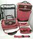 Brighton Ruby Red Luggage Set Suitcase With Clear Cover Carry-on Cosmetic Pouches
