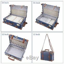 CO-Z Premium Vintage Luggage Sets 24 Trolley Suitcase and 12 Hand Bag Set with