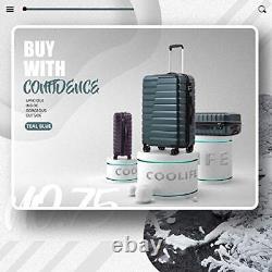 COOLIFE Luggage Expandable Suitcase PC ABS TSA Luggage 3 3 piece set Teal blue