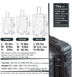 COOLIFE Luggage Expandable Suitcase PC ABS TSA Luggage 3 Piece Set Lock Spinner