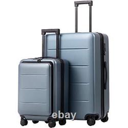 COOLIFE Luggage Suitcase Piece Set Carry On ABS+PC 2-piece Set Night navy