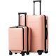 Coolife Luggage Suitcase Piece Set Carry On Abs+pc 2-piece Set Sakura Pink