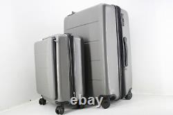 COOLIFE YD000076 Grey Luggage Suitcase 2 Piece Set Carry On Spinner Trolley