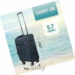 Cantor Ultra Lightweight Softside Luggage with Spinner Wheels, Set of 2, Navy