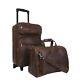Carry On Luggage Set Leather 2 Piece In-line Skate Wheels Fully Lined Interior
