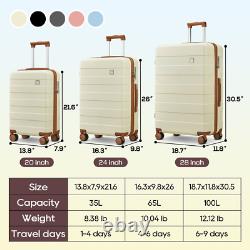 Carry on Luggage, 20 in Carry-On Suitcase with Spinner Wheels, Hardside 3PCS Set