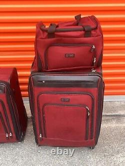 Chaps 4 Piece Euro carry-on and Luggage Set Black Red 24X14X8 13X21X7 Travel Set