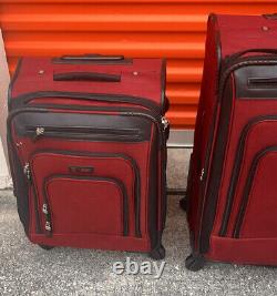 Chaps 4 Piece Euro carry-on and Luggage Set Black Red 24X14X8 13X21X7 Travel Set