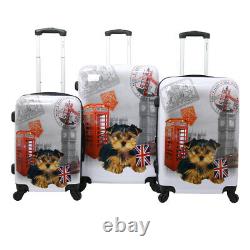 Chariot Doggie 3-Piece Expandable Hardside Lightweight Spinner Luggage Set UK