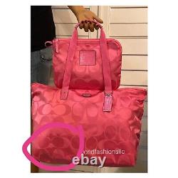 Coach Large PINK Getaway PACKABLE Travel Weekender Tote with Cosmetic Bag Set