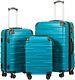 Coolife 3-pc Hardshell Luggage Suitcase Set 28, 24 & 20, Lake Blue, New