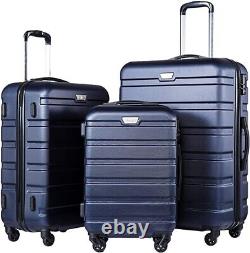 Coolife Expandable Suitcase Set Navy 3 Pieces