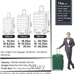 Coolife Luggage 3 Piece Set Suitcase Spinner Hardshell Lightweight TSA Lock 4 Pi